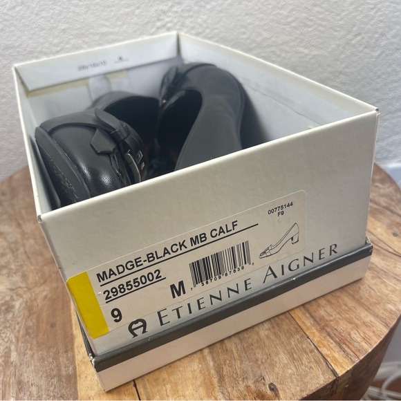 Etienne Aigner l 9M Madge Leather Buckle Classic Conservative Career Block Heels - Picture 12 of 15